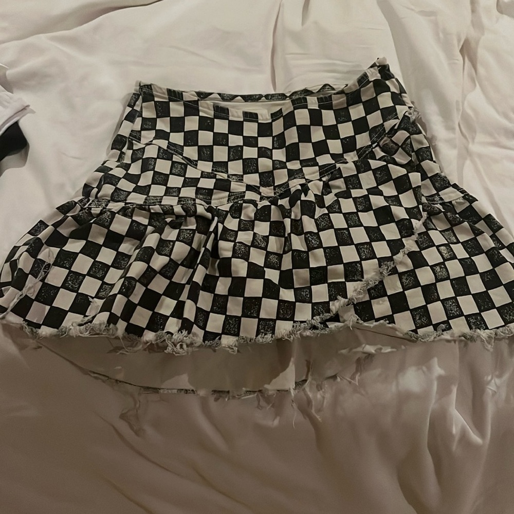 Mother brand, Raceway, black and white checkered, mini skirt